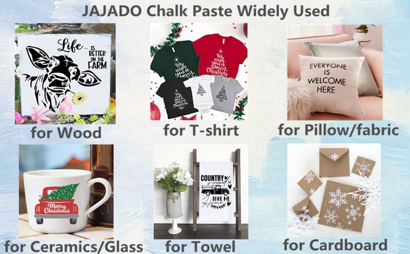 JAJADO 6 Jars Chalk Paste Silk Screen Stencils Paint and 6Pcs Mini Squeegees  Chalk Paint for Reusable Adhesive Stencils Painting on Wood  T-Shirts  Wall DIY Home Decor Chalkboard Art Craft Supplies - Image 4